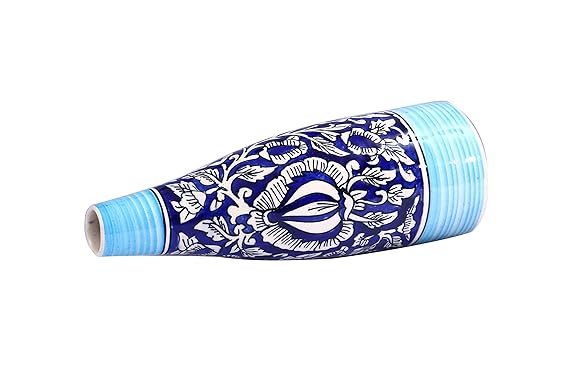 Caffeine Ceramic Handmade Blue Mughal Flower Vase (1 Pc)