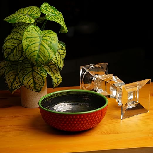 Caffeine Handmade Ceramic Stoneware Red & Green Bubble Serving Bowl (Set of 3) - Caffeine Premium Stoneware