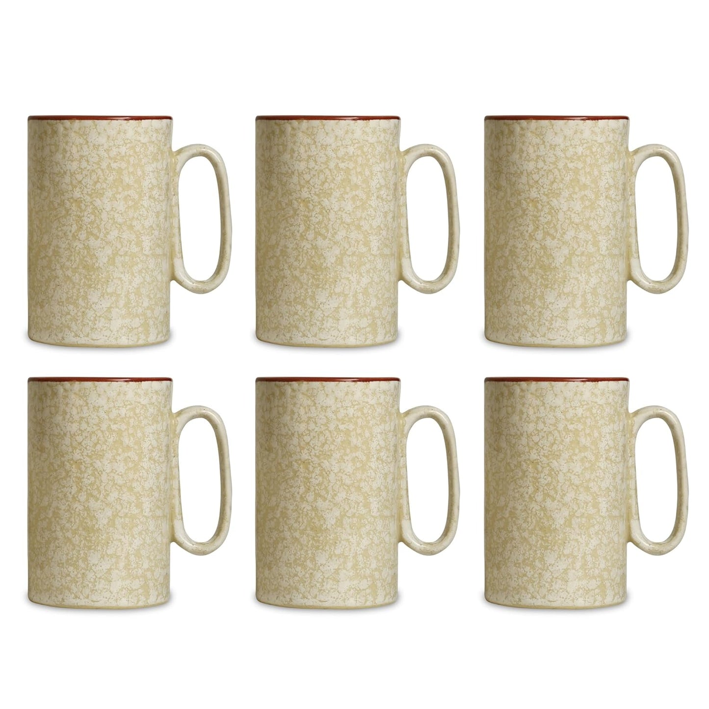 Caffeine Ceramic Stoneware Handmade White & Brown Milk Mug (Set of 6) - Caffeine Premium Stoneware