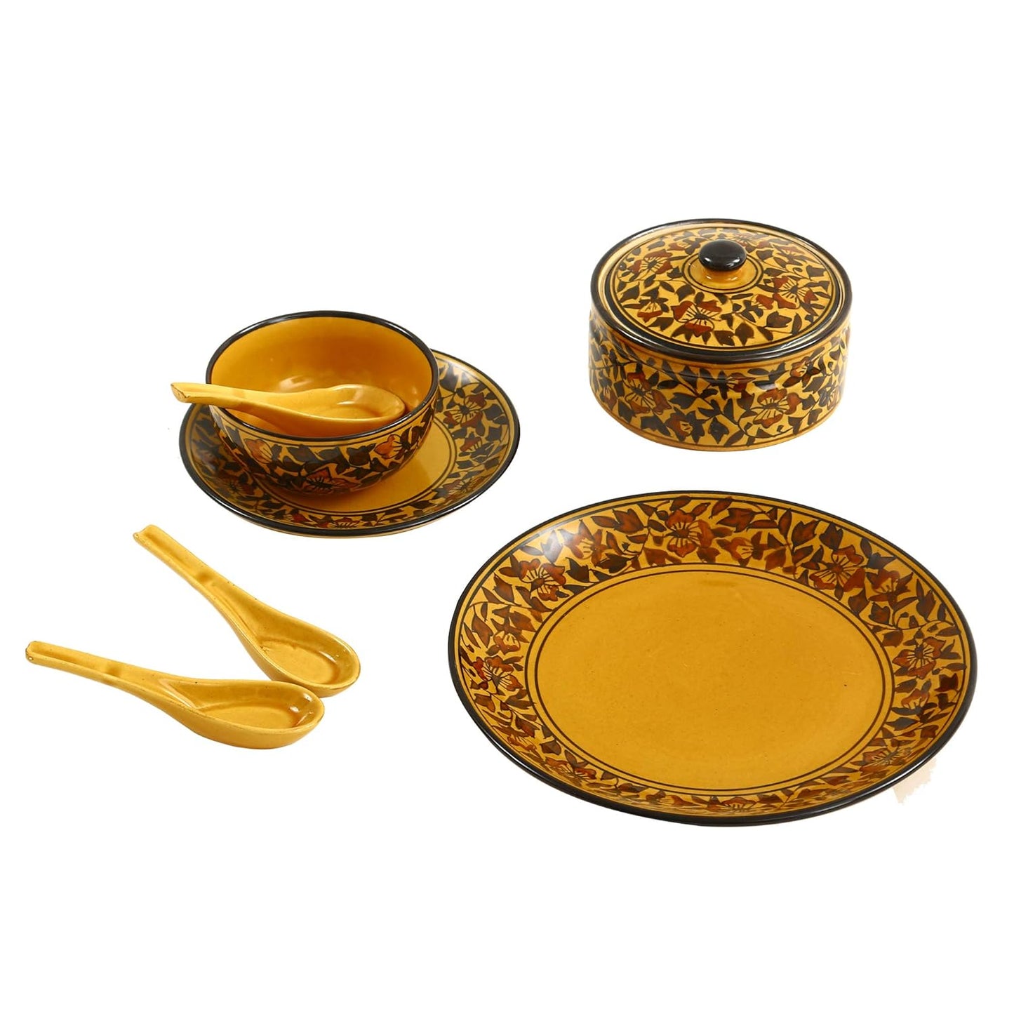 Caffeine Ceramic Handmade Brown Sehra Dinner Set (37 pcs.) - Caffeine Premium Stoneware