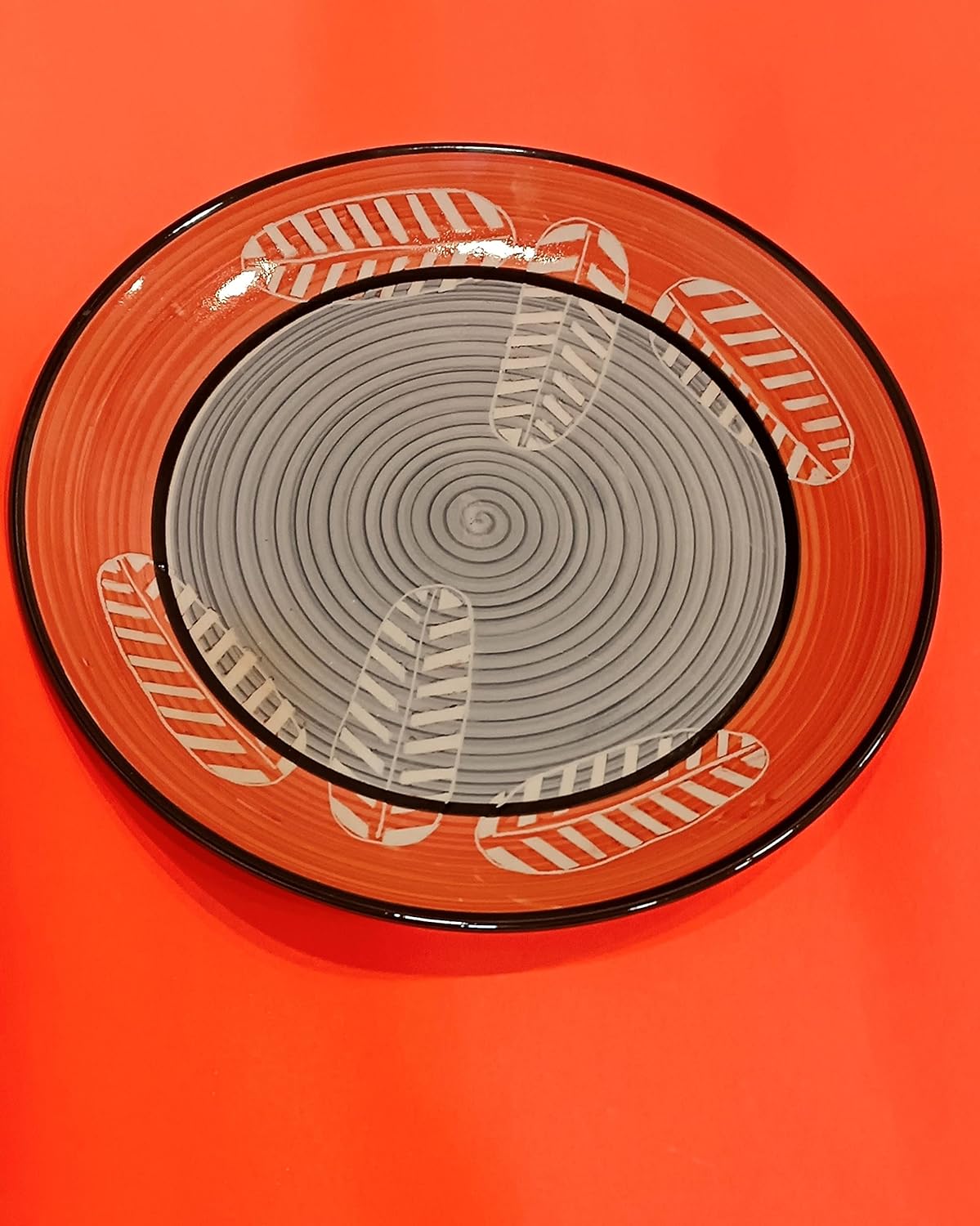 Caffeine Ceramic Handmade Orange & Grey Combo Dinner Set (set of 2)