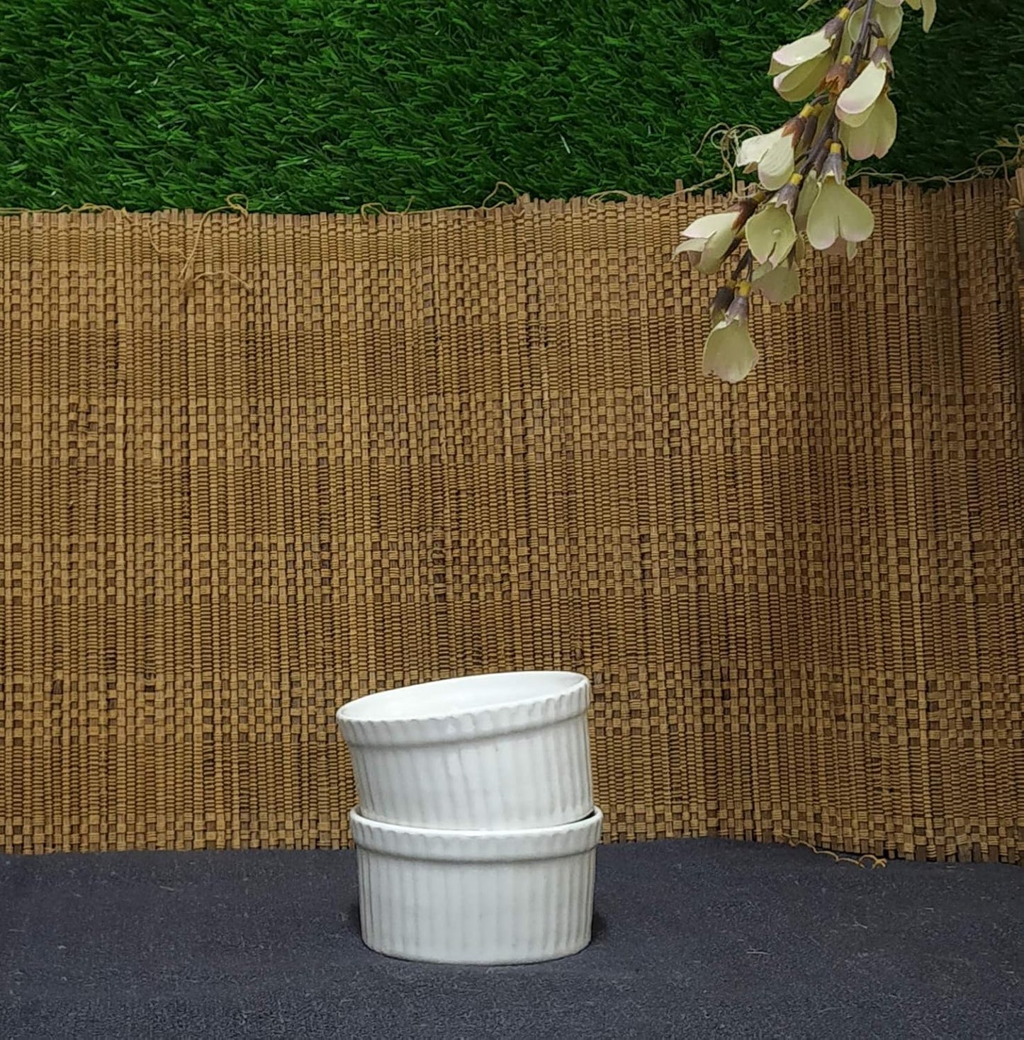 Caffeine Ceramic Handmade Glossy White Combo Dinner Set (4 pcs.)