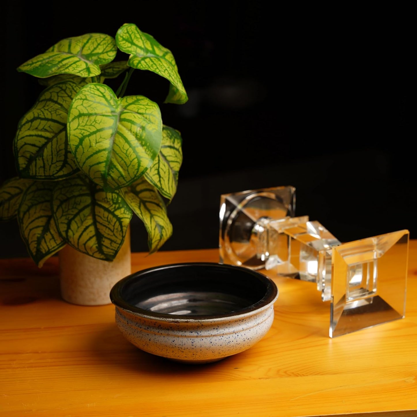 Caffeine Ceramic Handmade Grey & Brown Studio Serving Bowl 6 inch (Set of 1)