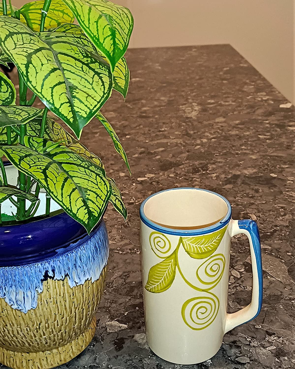 Caffeine Ceramic Handmade White Flora Dinner Set (Set of 3)