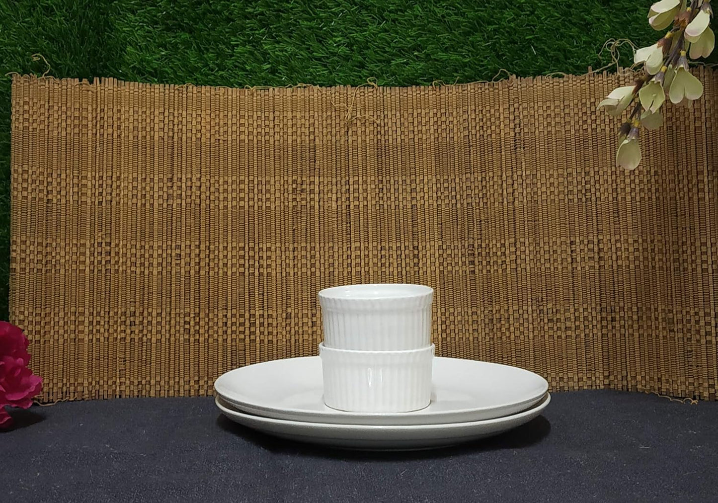 Caffeine Ceramic Handmade Glossy White Combo Dinner Set (4 pcs.)