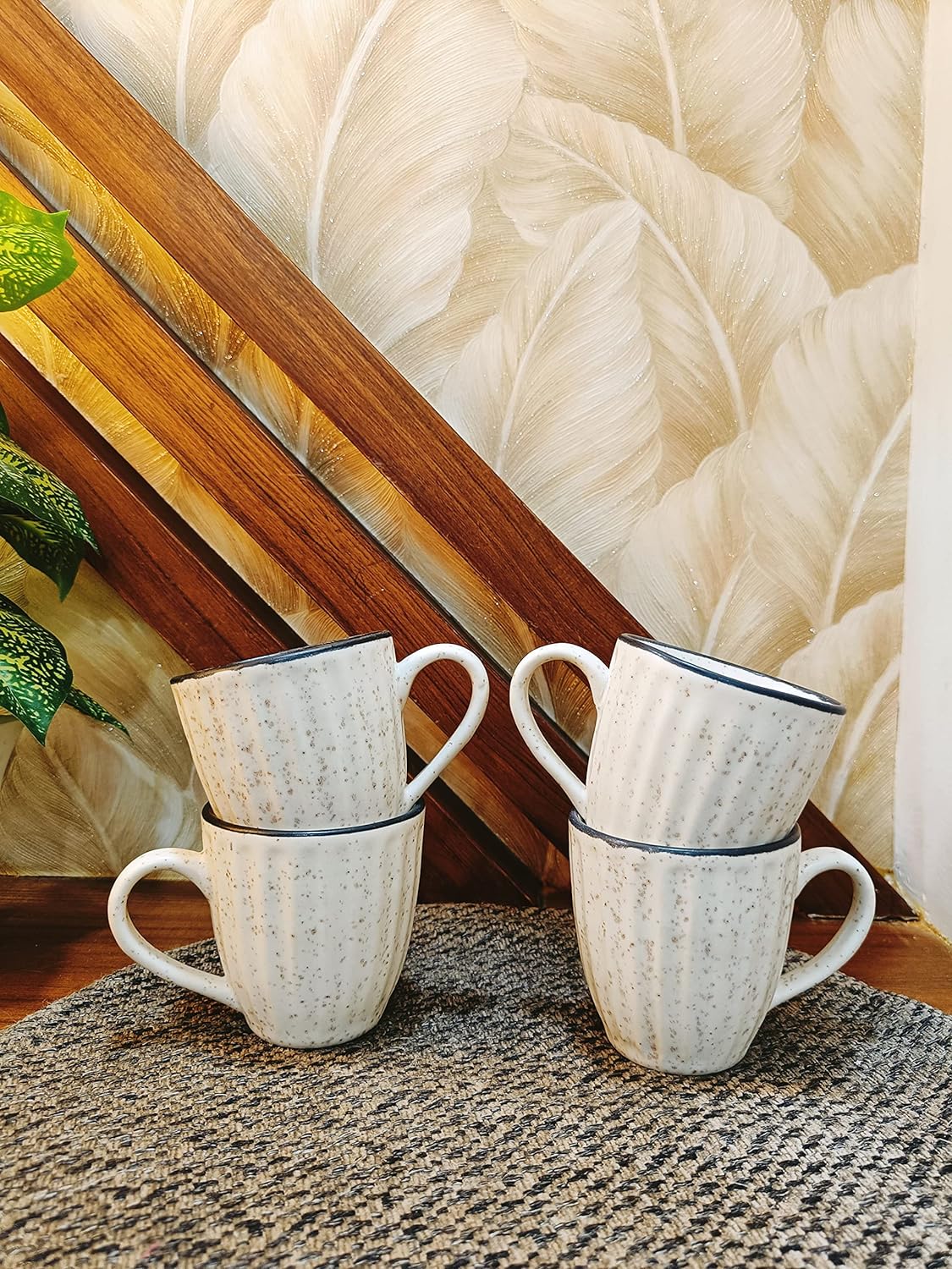 Caffeine Ceramic Handmade White Matte Tea Cup set of 4 - Caffeine Premium Stoneware