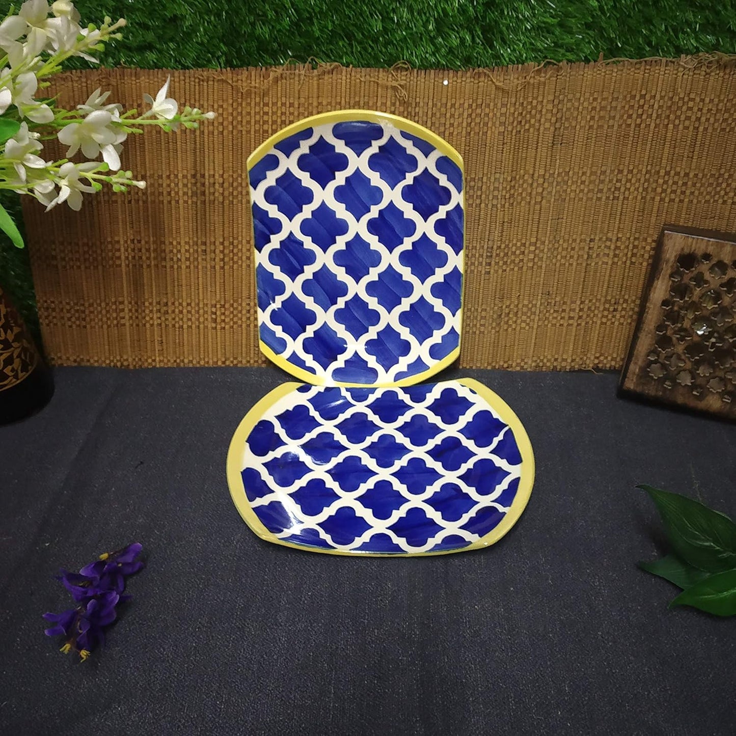 Caffeine Ceramic Handmade Blue Umrao Combo Dinner Set (5 pcs.)