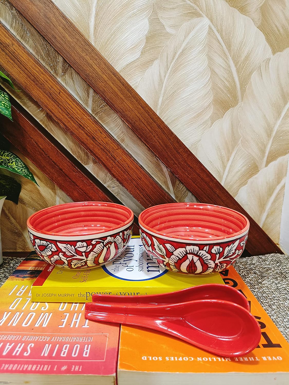 Caffeine Ceramic Handmade red mughal Soup Bowl (Set of 2) - Caffeine Premium Stoneware