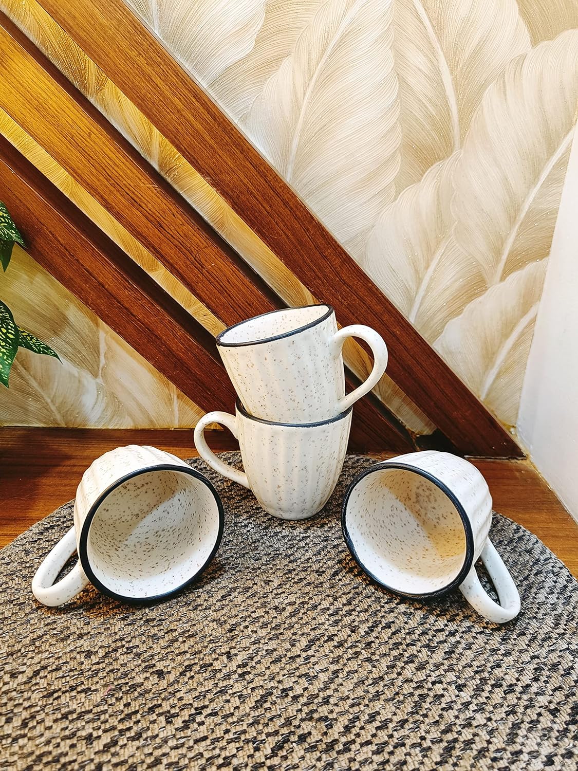 Caffeine Ceramic Handmade White Matte Tea Cup set of 4 - Caffeine Premium Stoneware