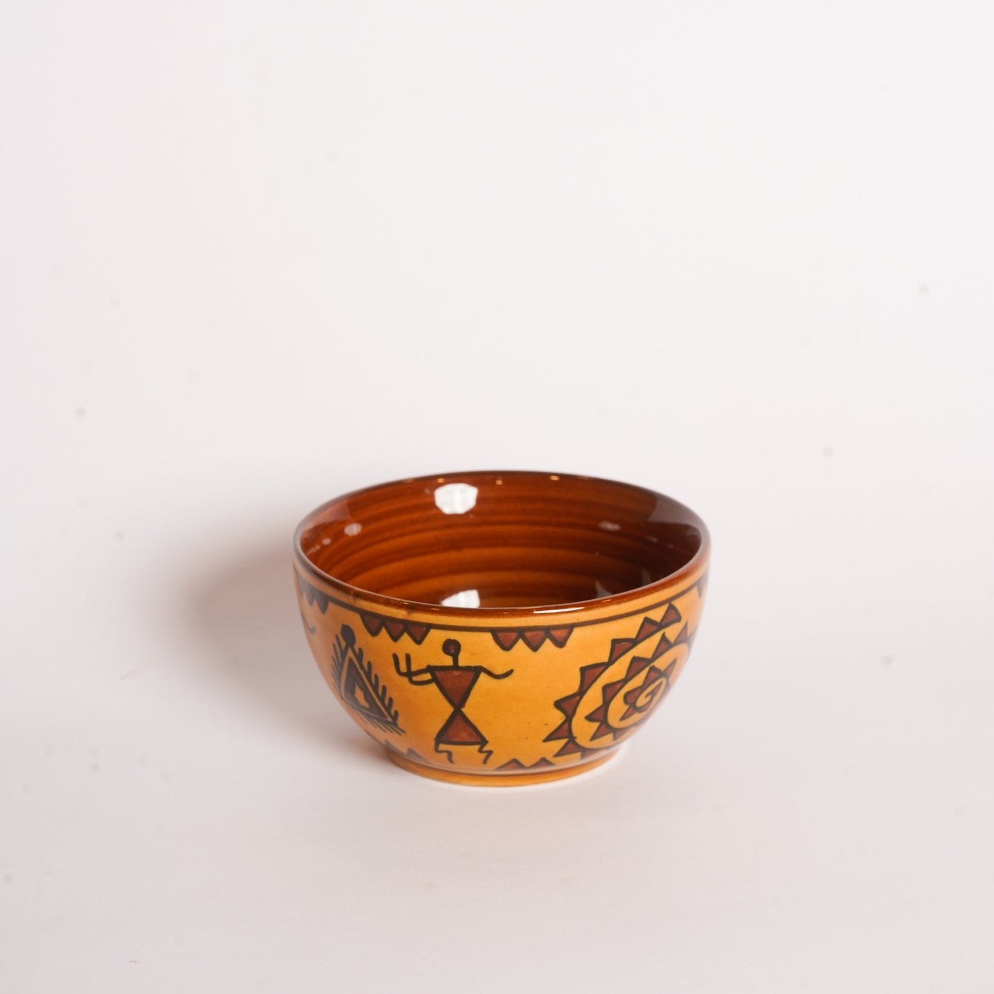 Caffeine Ceramic Handmade Brown Mustard Romani Katori Bowls (Set of 6) - Caffeine Premium Stoneware