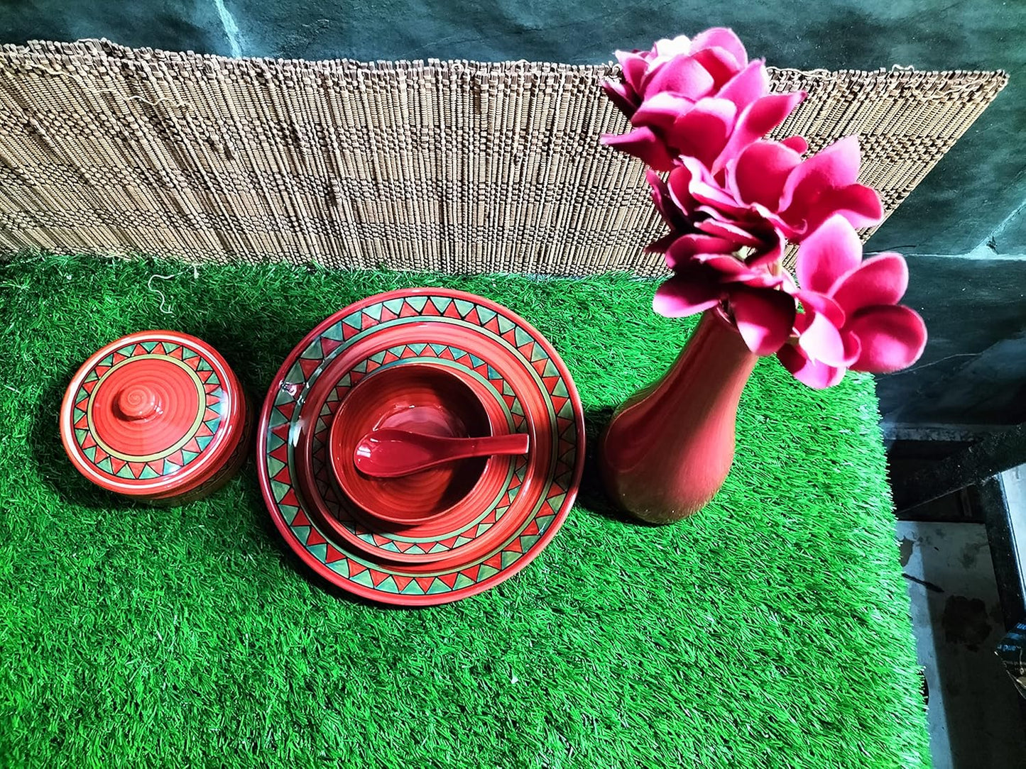 Caffeine Ceramic Handmade Rustic Brown Combo Dinner Set (6 pcs.)