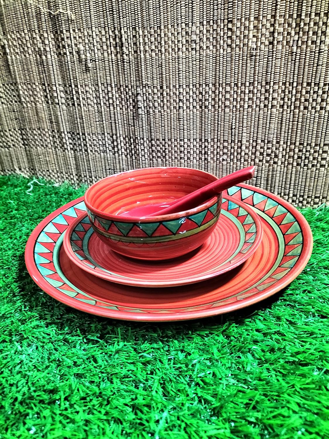 Caffeine Ceramic Handmade Rustic Brown Combo Dinner Set (6 pcs.)