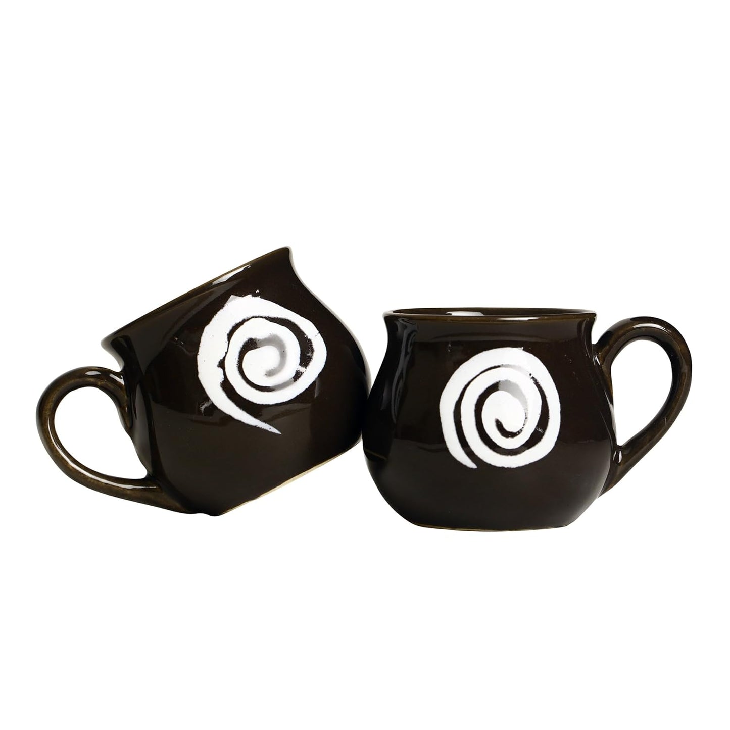 Caffeine Premium Ceramic Handmade Black Doddle Tea Cup set of 4 - Caffeine Premium Stonewarere