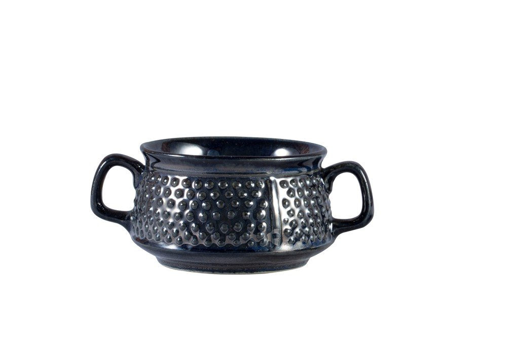 Caffeine Ceramic Handmade Black Bubble Double Handled Soup Bowl (Set of 2) - Caffeine Premium Ceramic