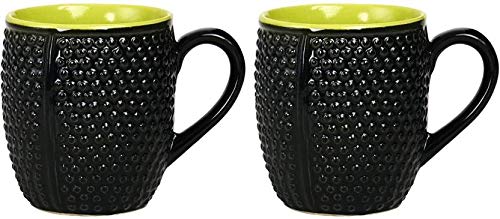 Caffeine Ceramic Handmade Black & Green bubble Coffee Mugs (Set of 4) - Caffeine Premium Ceramic
