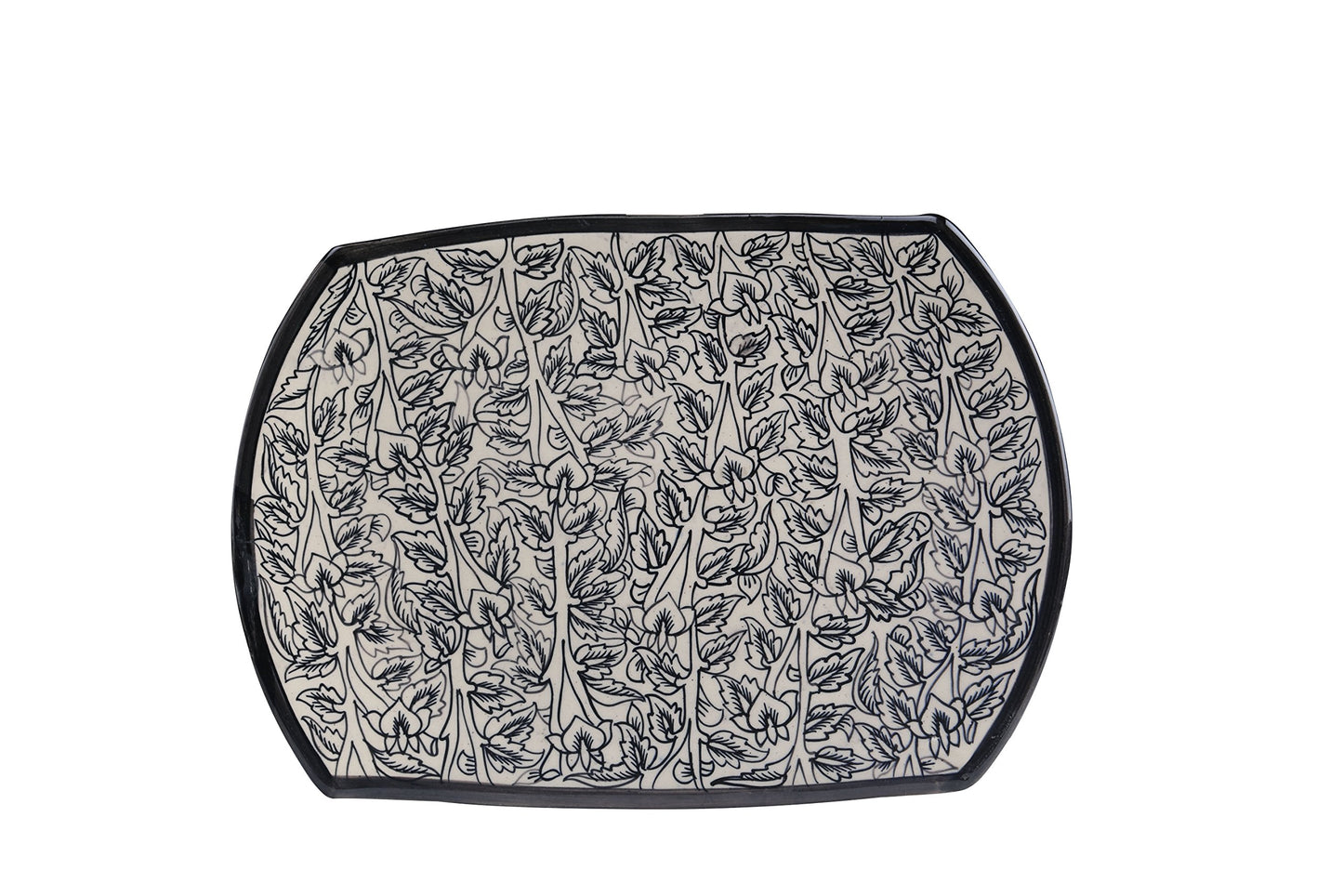 Caffeine premium Ceramic Handmade Black Peru Serving Snack Plate (set 2)