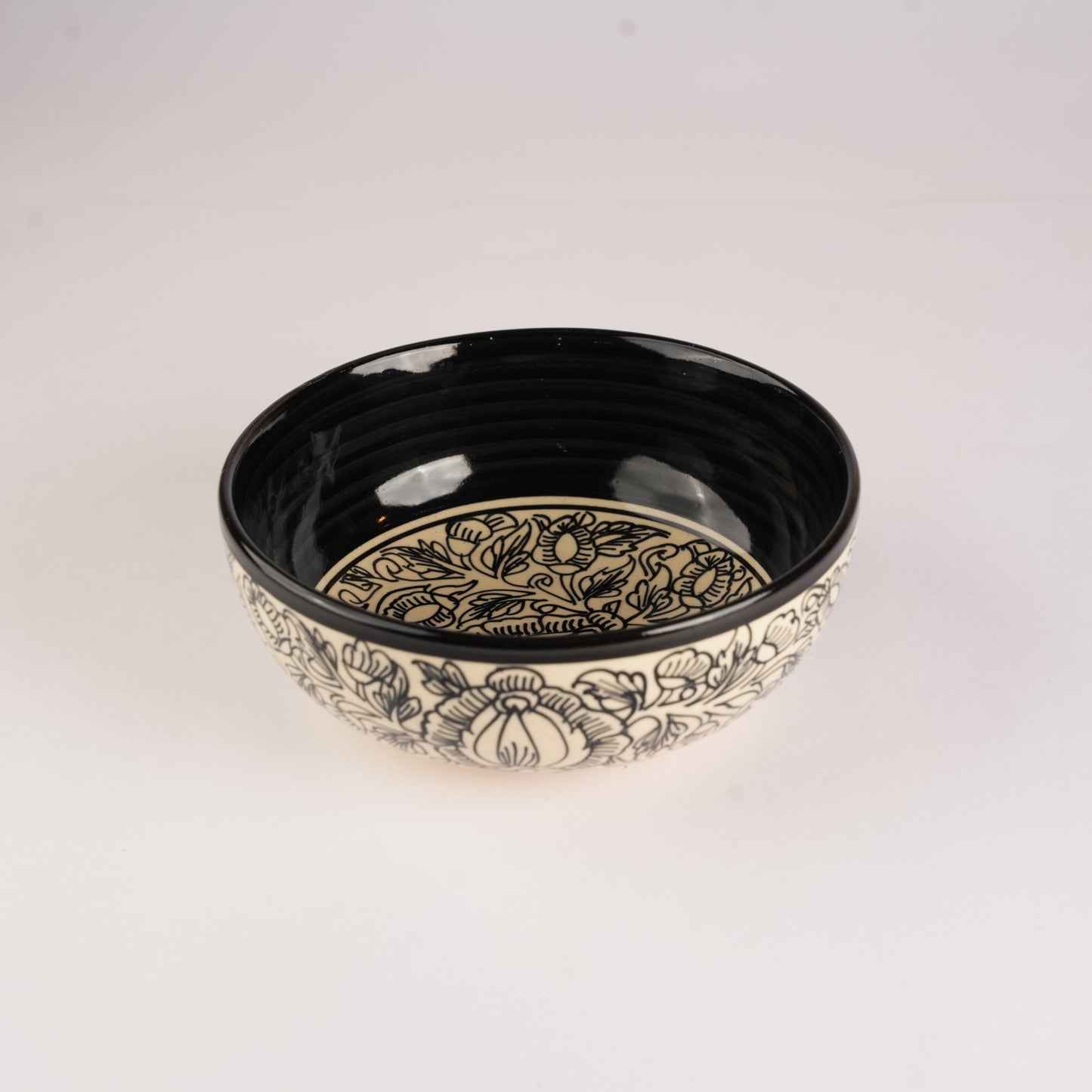 Caffeine Premium Ceramic Handmade Black Perru Serving Bowl (Set of 3) - Caffeine Premium Stoneware