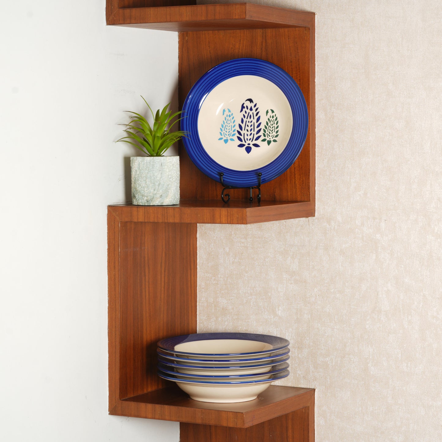 Caffeine Ceramic Handmade Blue Boota 9'' Soup Plate set of 6 - Caffeine Premium Stoneware