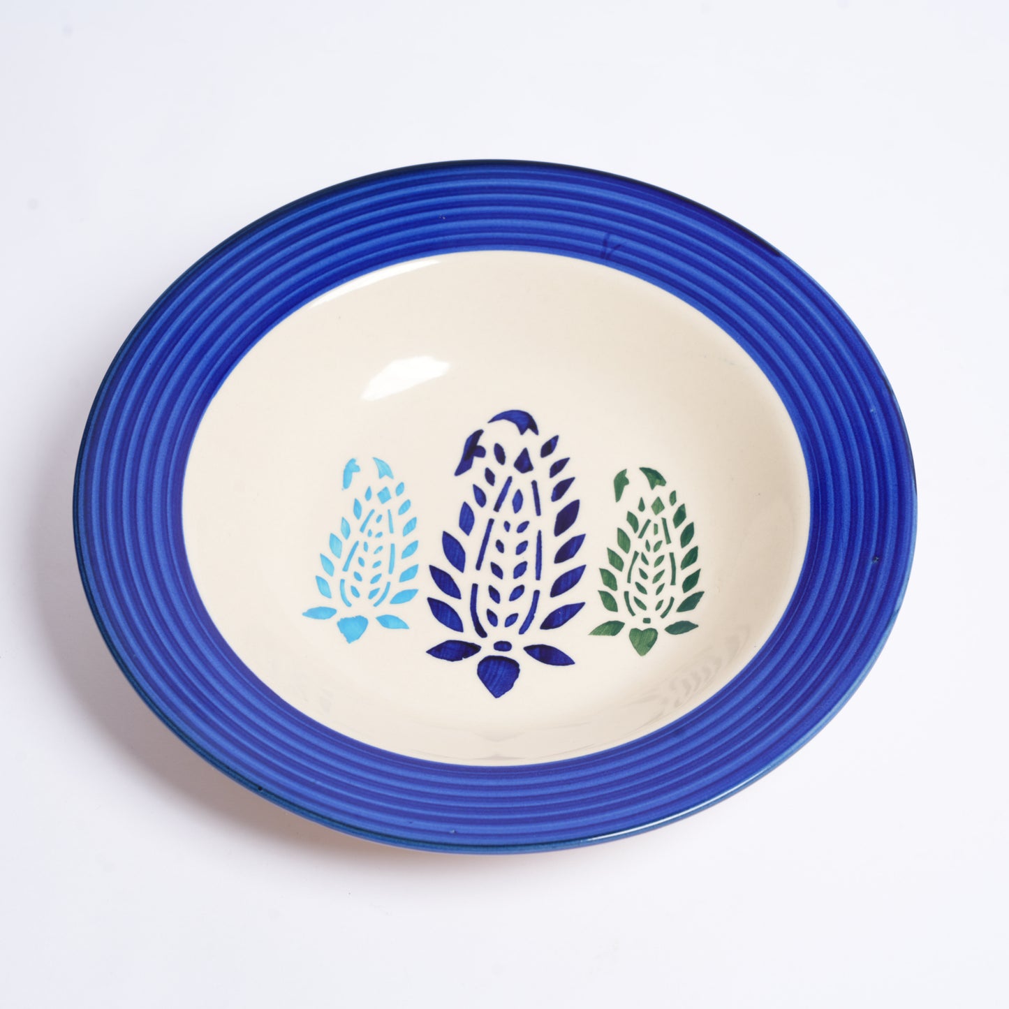 Caffeine Ceramic Handmade Blue Boota 9'' Soup Plate set of 6 - Caffeine Premium Stoneware