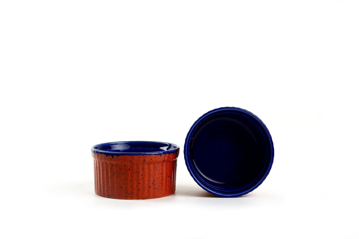 Caffeine Ceramic Handmade Orange & Blue Ramekins Bowl (Set of 2) - Caffeine Premium Stoneware