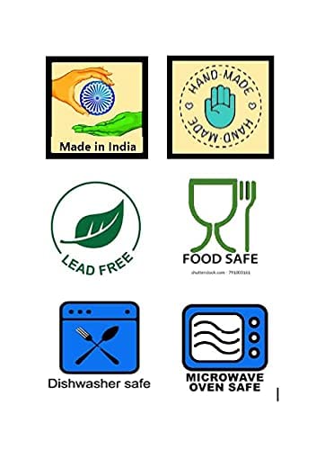 Caffeine Ceramic Stoneware Handmade Black Doodle Combo Dinner Set of 11 Pcs ( 4 Dinner Plate , 4 Katori Bowl , 2 Water Glass ,1 Dip & Sauce