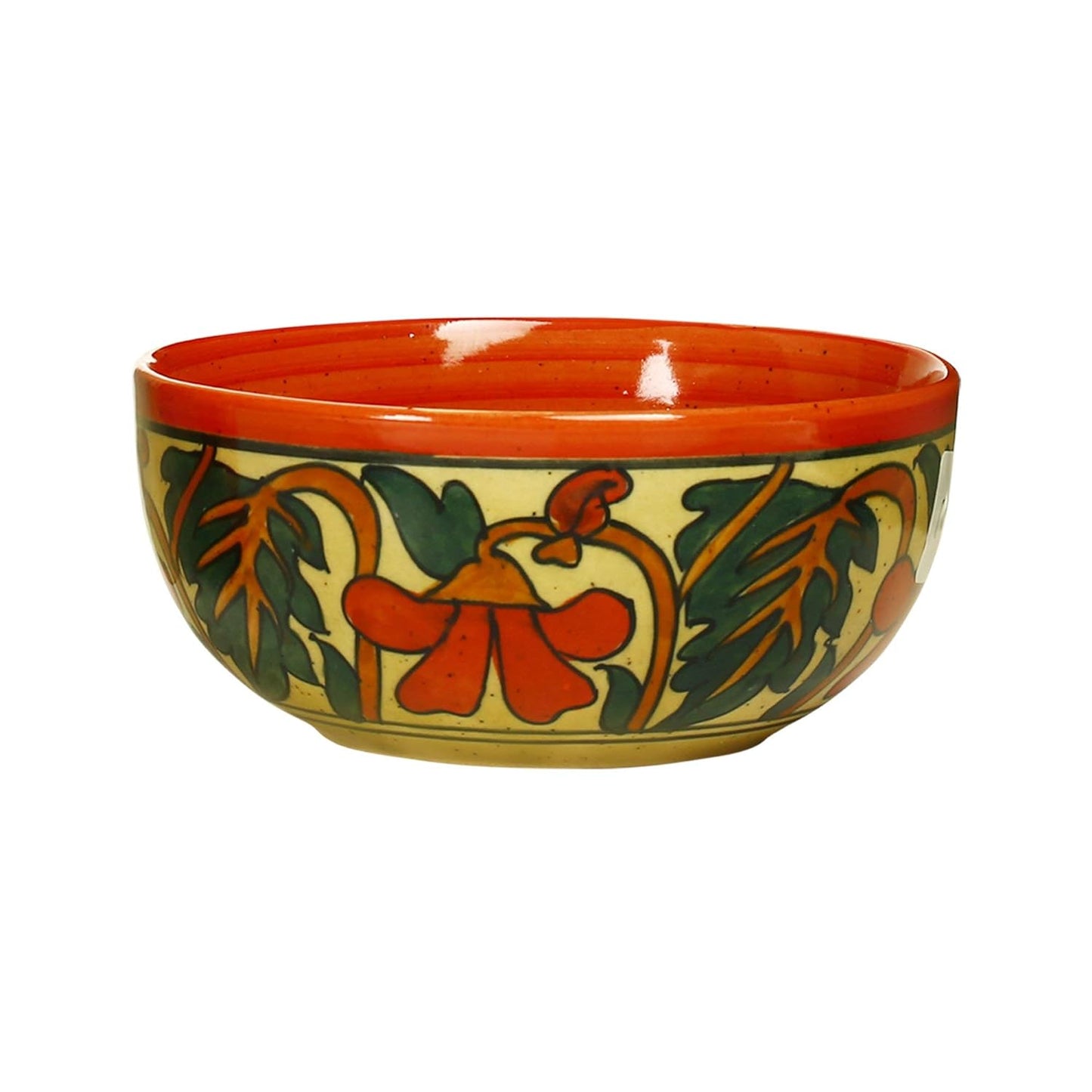 Caffeine Ceramic Handmade Rustic Flora Soup Bowls with Spoon (Set of 6) - Caffeine Premium Stoneware