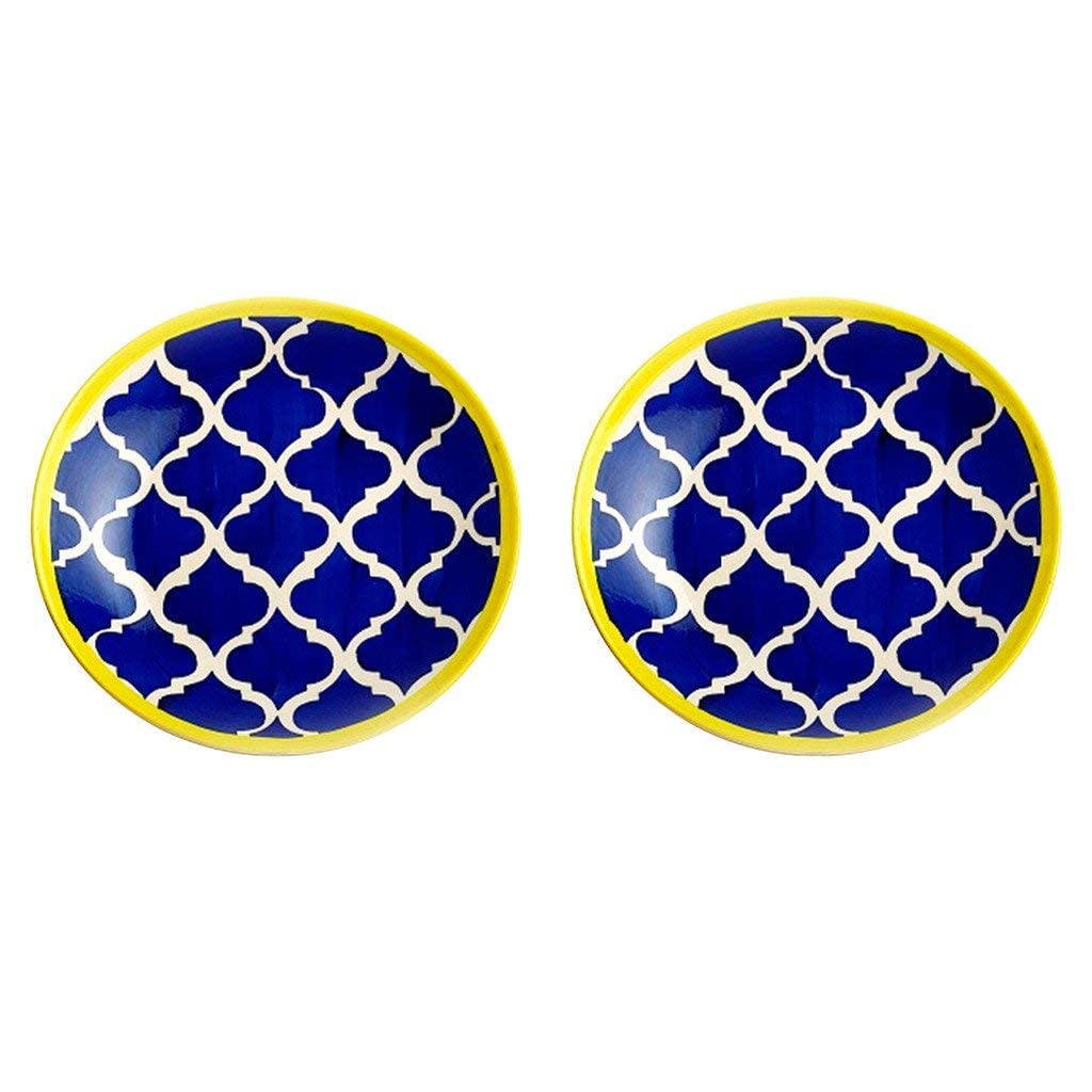 Caffeine Ceramic Handmade Blue Umrao Combo Dinner Set (set of 9)