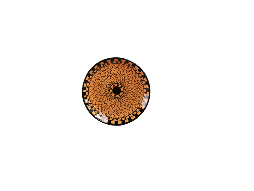Caffeine Ceramic Handmade Stoneware Orange Flora Pattern Quarter Plates 7 inch (set of 4 Microwave & Dishwasher Safe ) - Caffeine Premium Stoneware