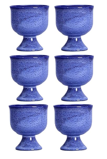 Caffeine Premium Ceramic Handmade blue Icecream Cup (Set of 6) - Caffeine Premium Stoneware