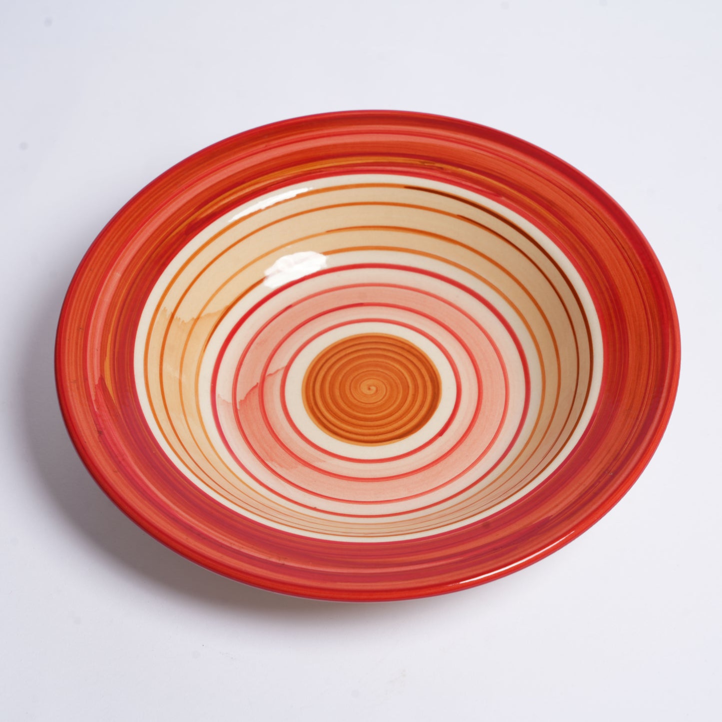 Caffeine Ceramic Handmade Stoneware Orange Beige 9'' Soup Plate set of 6 - Caffeine Premium Stoneware