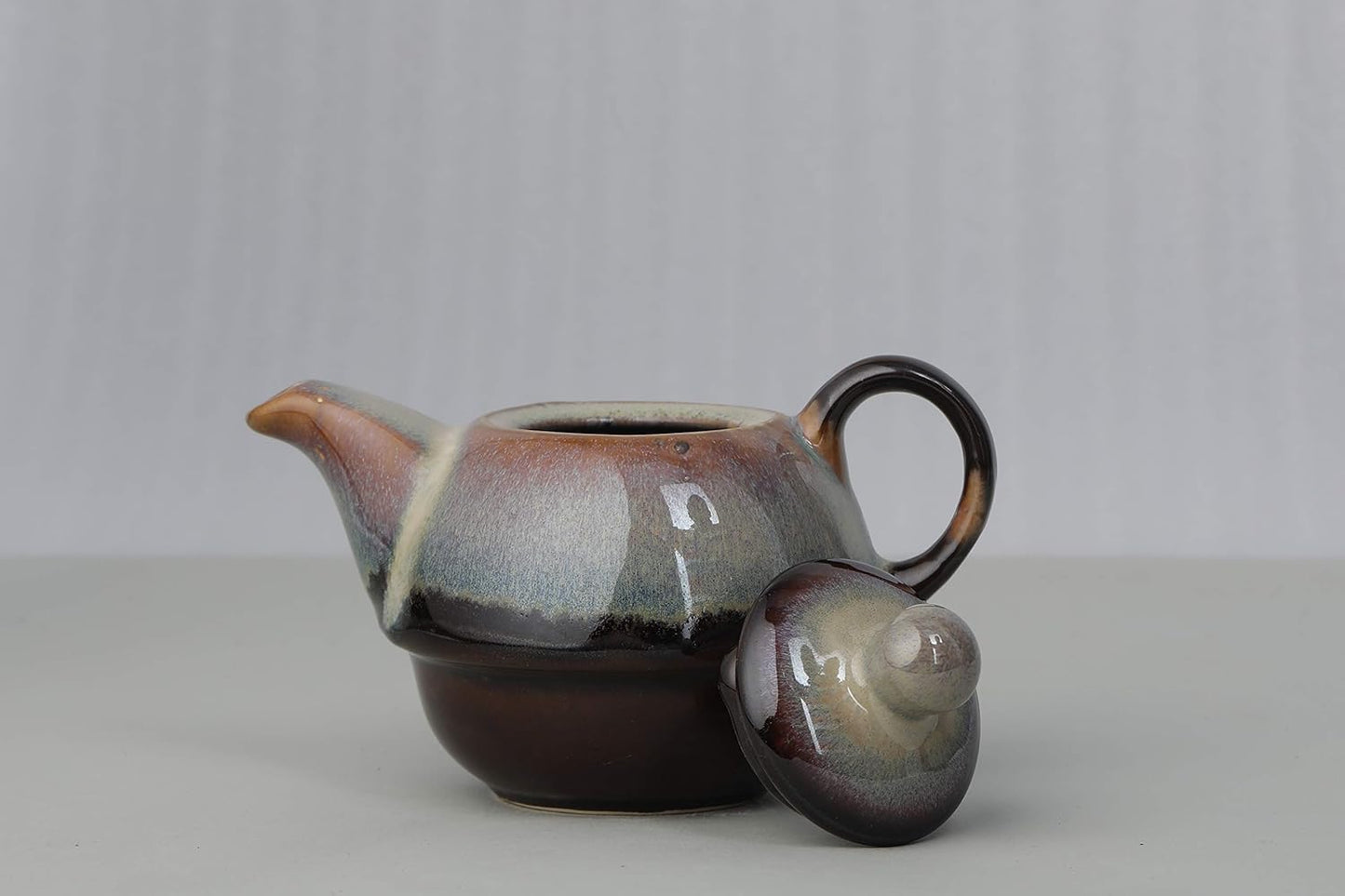 Caffeine Ceramic Handmade Brown Studio 2 in1 Tea Pot (Set of 1, Single Kettle with Cup)
