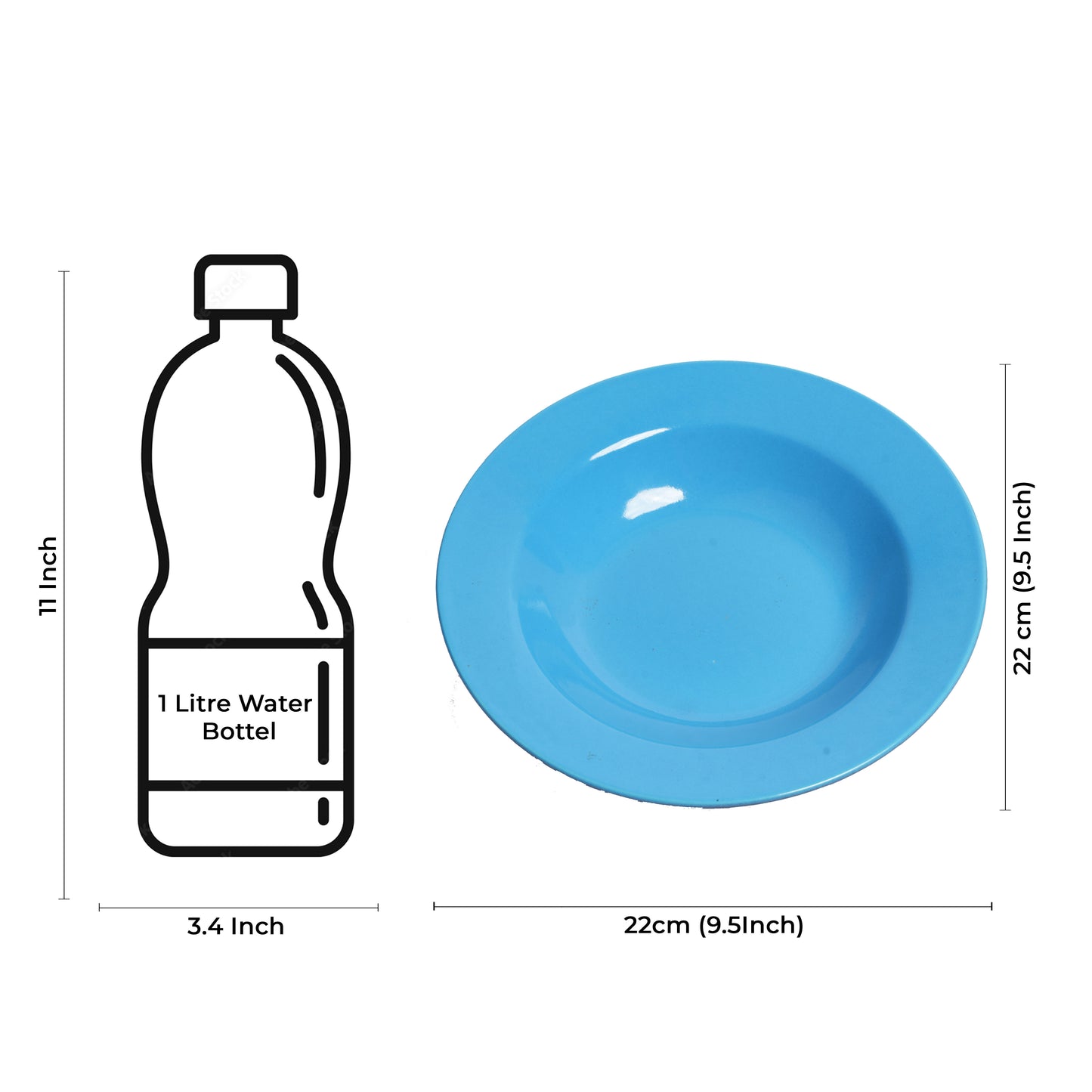 Caffeine Ceramic Handmade Stoneware Blue 9 inches Soup Plate/Pasta Plate/Maggie Plate/Macaroni Plate - (Set of 2 Dishwasher & Microwave Safe) - Caffeine Premium Stoneware
