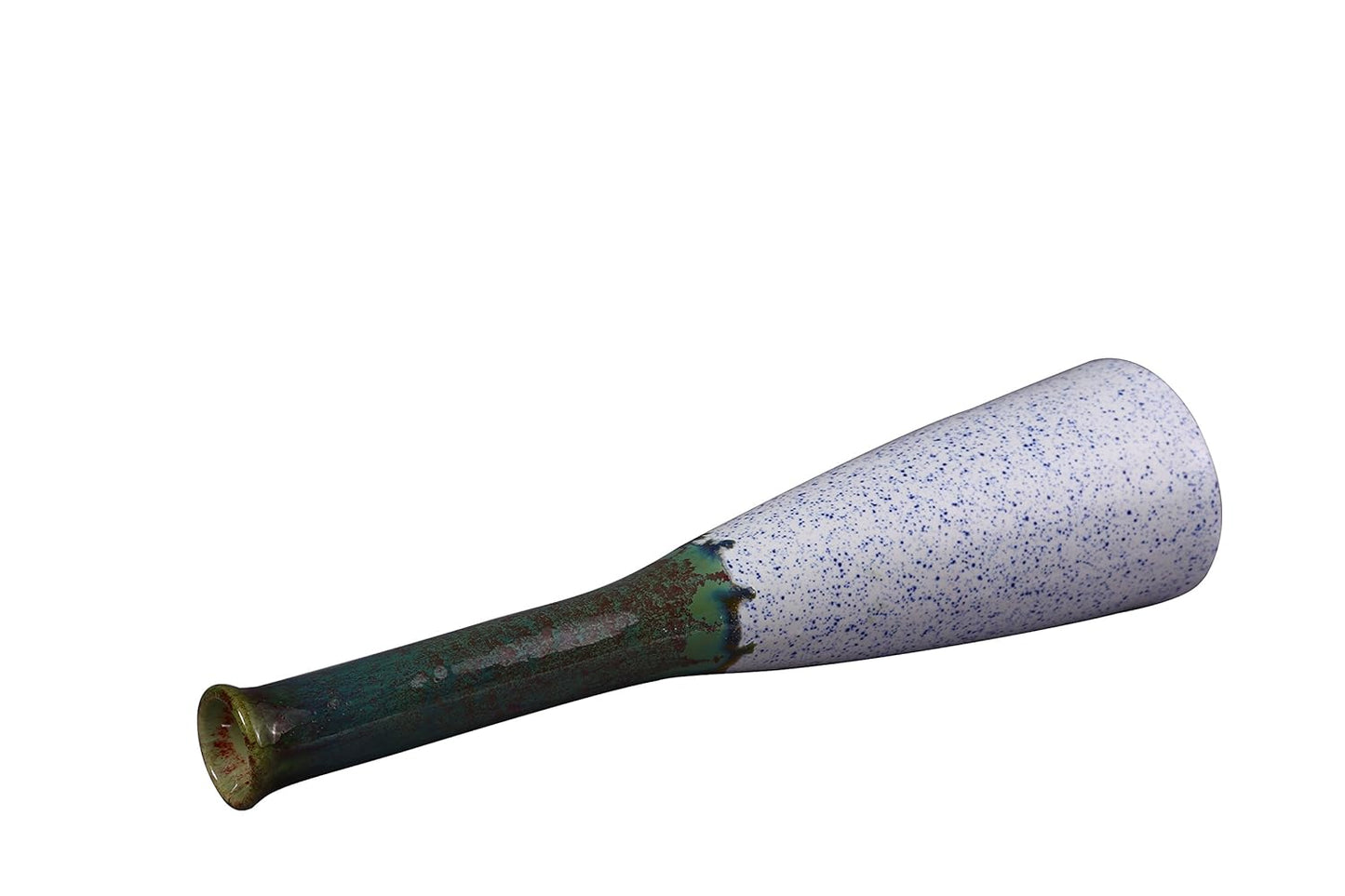 Premium handmade ceramic white and green flower vase by Caffeine, aesthetic dual-tone design, stylish home décor vase ideal for fresh flowers, artificial flowers and dry floral arrangements.