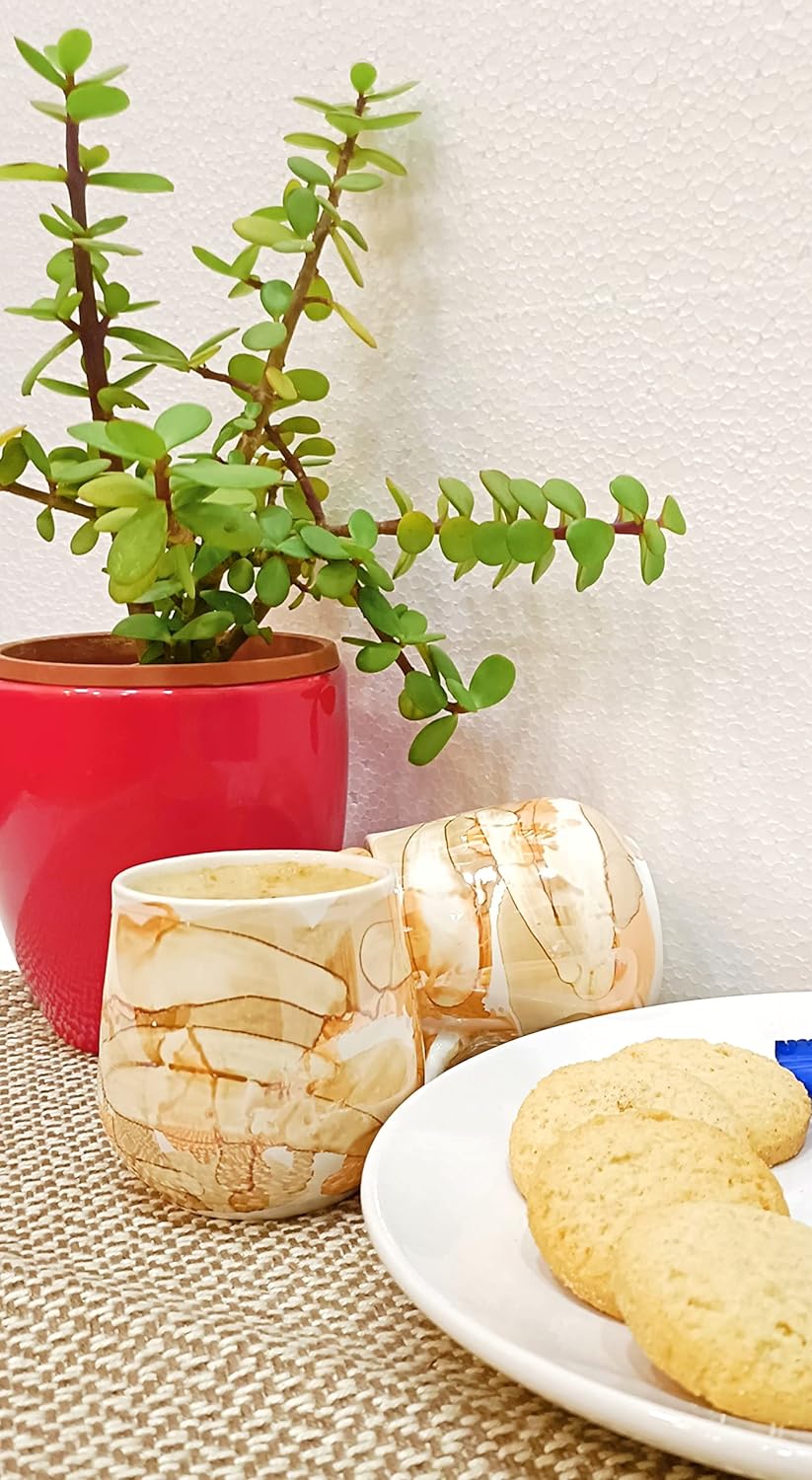 caffeine Ceramic Golden Glossy Marble Tea Cup set 4 - Caffeine Premium Ceramic