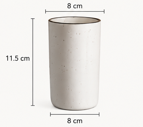 Caffeine Ceramic Handmade White Matte Water Glass (300ml) Set of 6