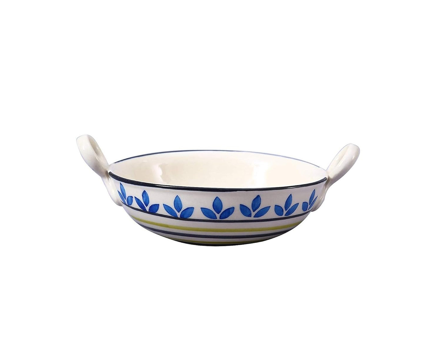Caffeine Ceramic Handmade Stoneware Flora Serving Kadhai (Set of 1 Dishwasher & Microwave Safe)