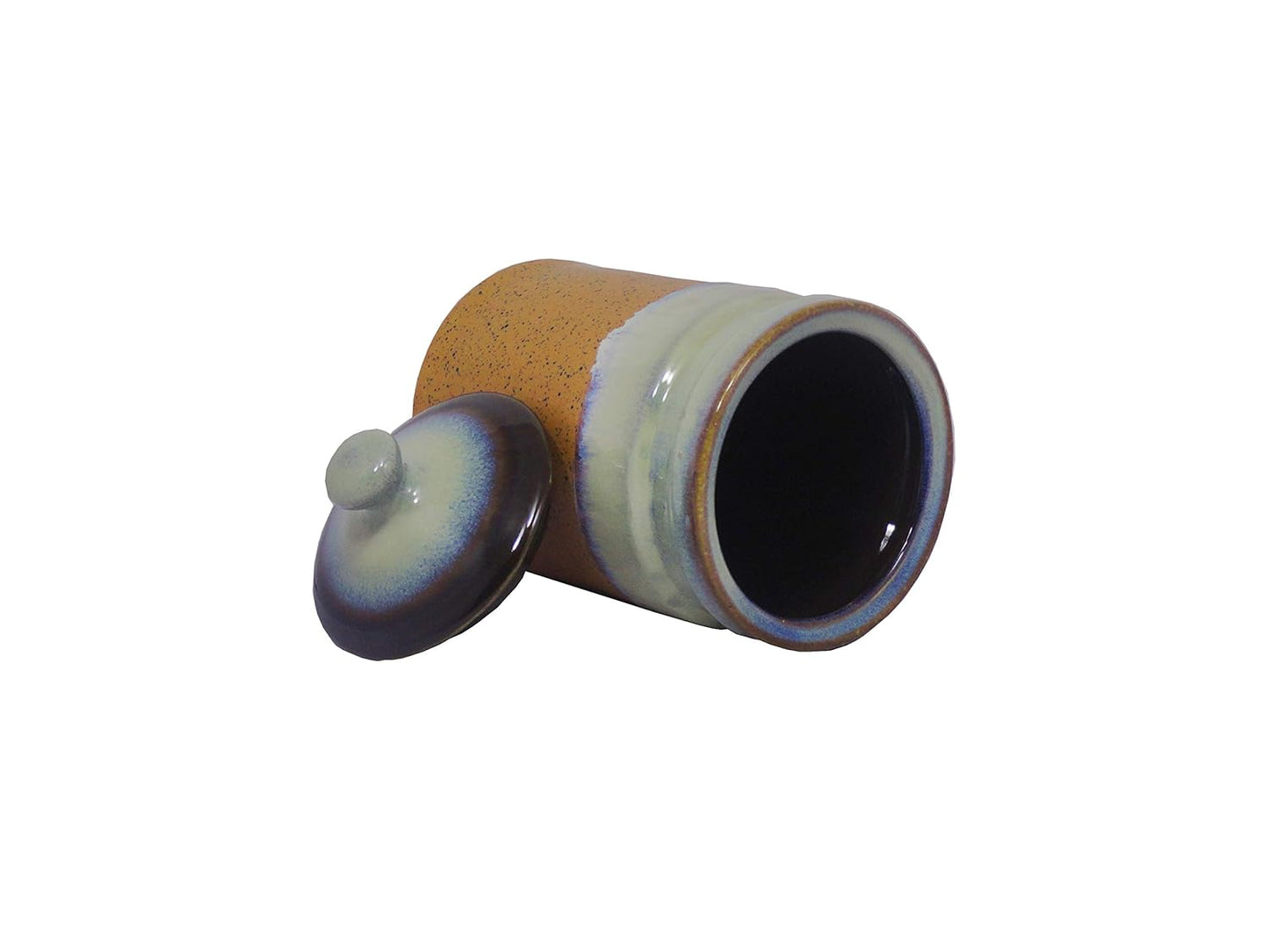 Caffeine Ceramic Stoneware Handmade White and Brown Studio Barni/Pickle Jar (Set of 3) - Caffeine Premium Stoneware