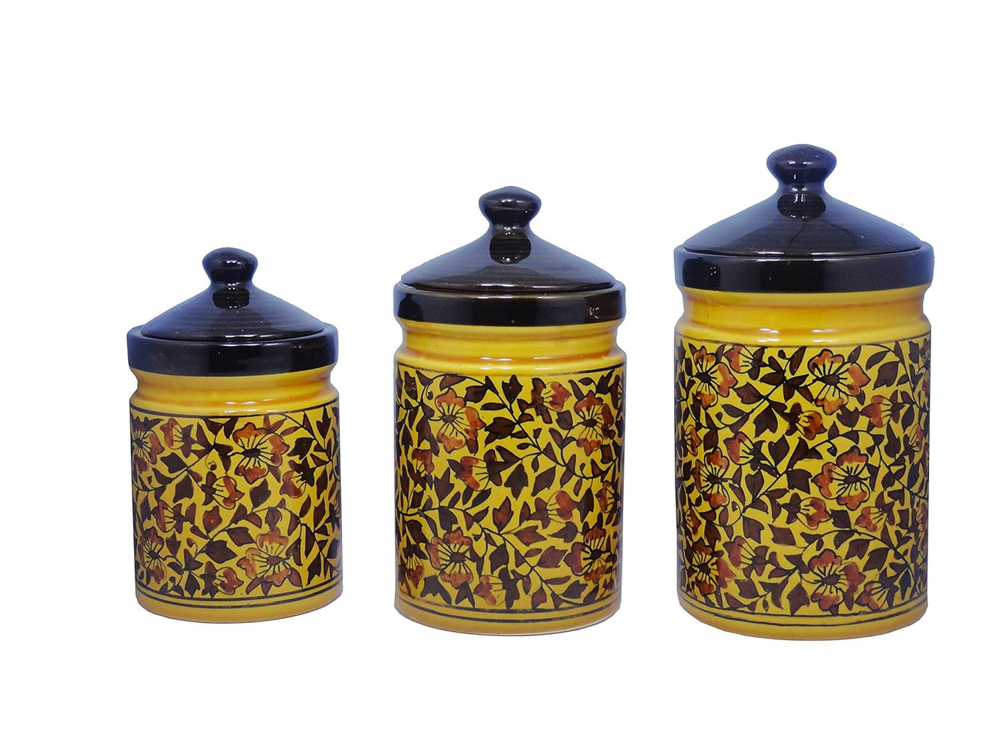Caffeine Ceramic Stoneware Handmade Brown Sehra Barni / Pickle Jar (Set of 3) - Caffeine Premium Stoneware
