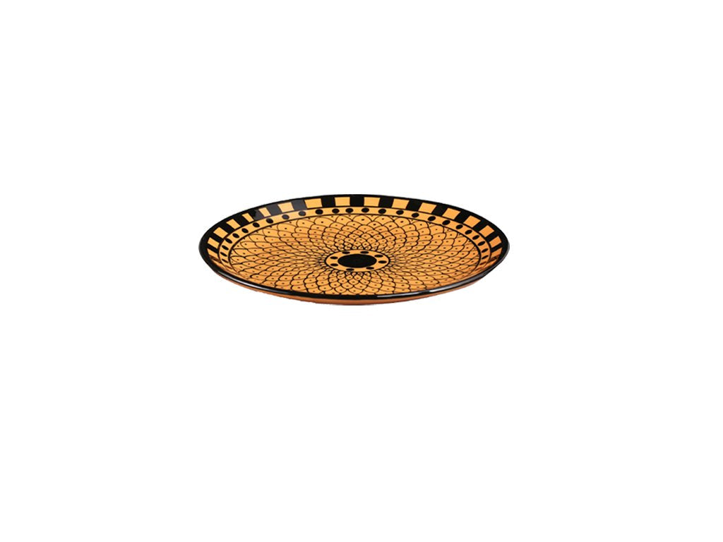 Caffeine Ceramic Handmade Stoneware Orange Flora Pattern quarter plate 7”(Set of 2 Dishwasher & Microwave Safe ) - Caffeine Premium Stoneware