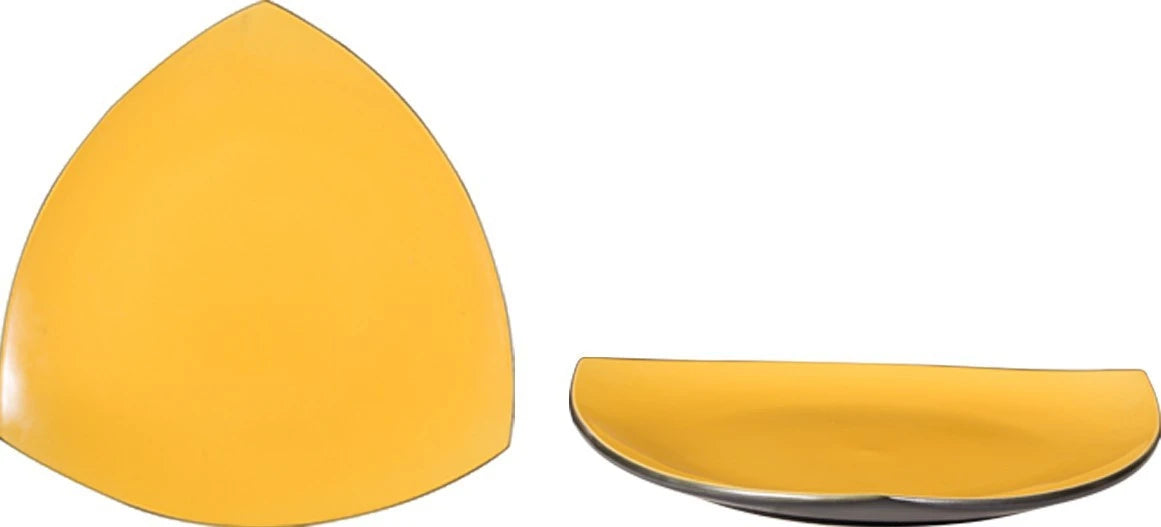 Caffeine Ceramic Handmade Yellow Triangle Plate 11.5 inch (set of 6)