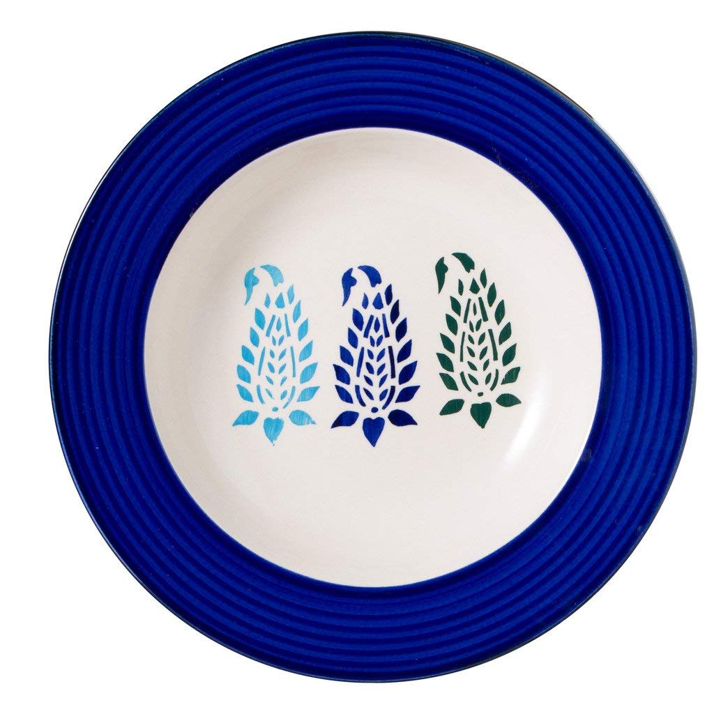 Blue Boota ceramic dinner plate – 10-inch blue and white plate with Mughal floral design
