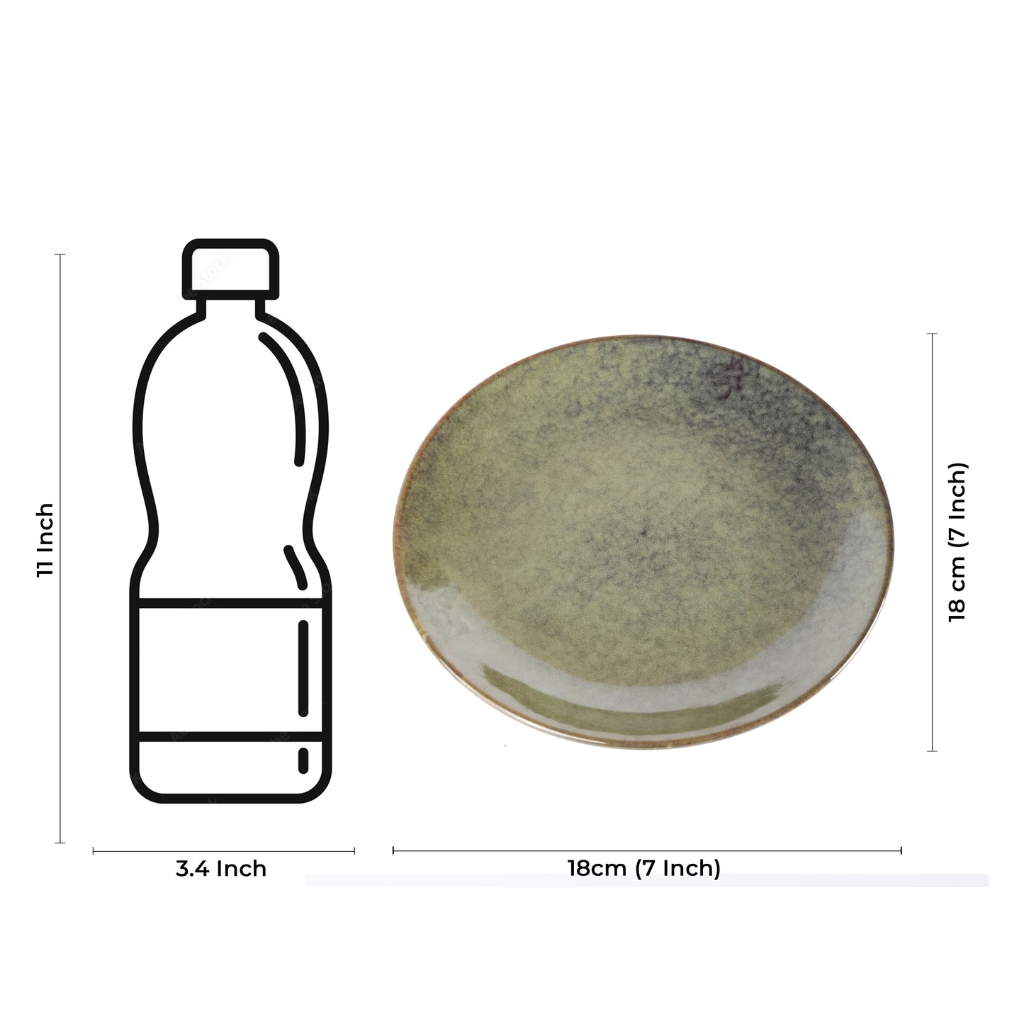 Caffeine Ceramic Handmade Stoneware Multicolor Quarter plate (Set of 4 Dishwasher & Microwave Safe ) 7 Inch - Caffeine Premium Stoneware