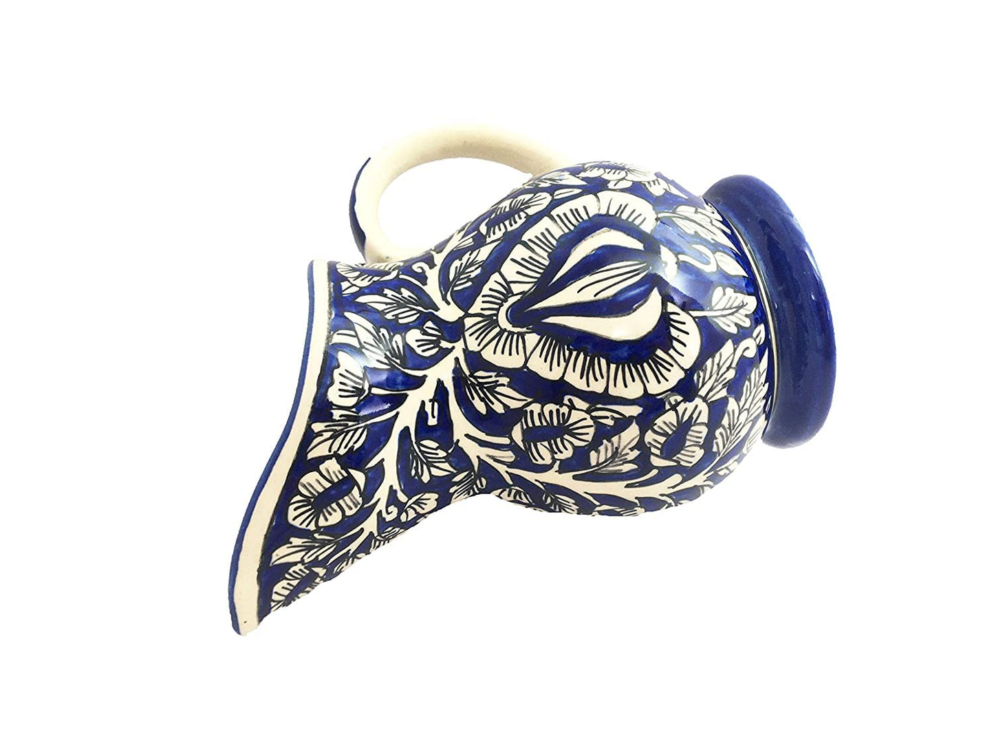 Caffeine Ceramic Handmade Stoneware Blue Mughal Water jug (Set of 1, 700 ml) - Caffeine Premium Stoneware