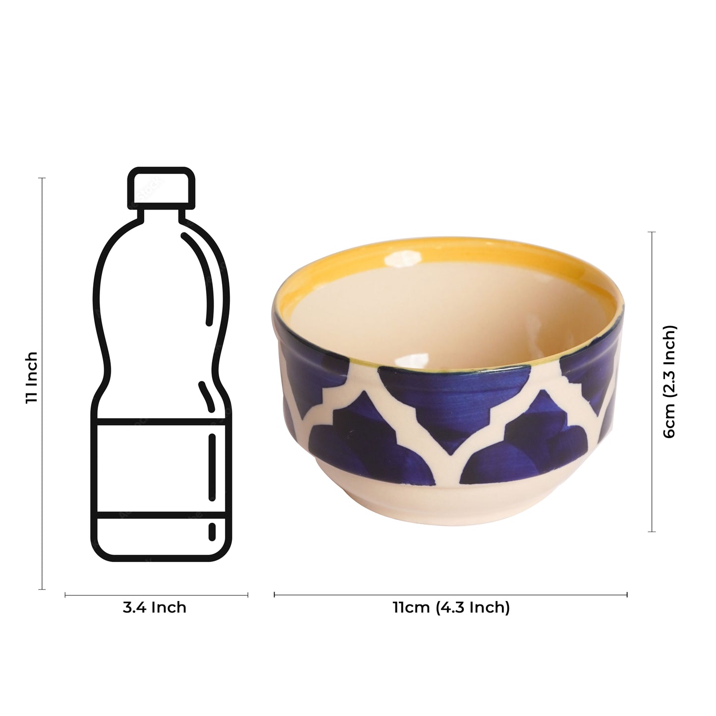 Caffeine Ceramic Handmade Blue umrao katori Bowl (Set of 6) - Caffeine Premium Stoneware