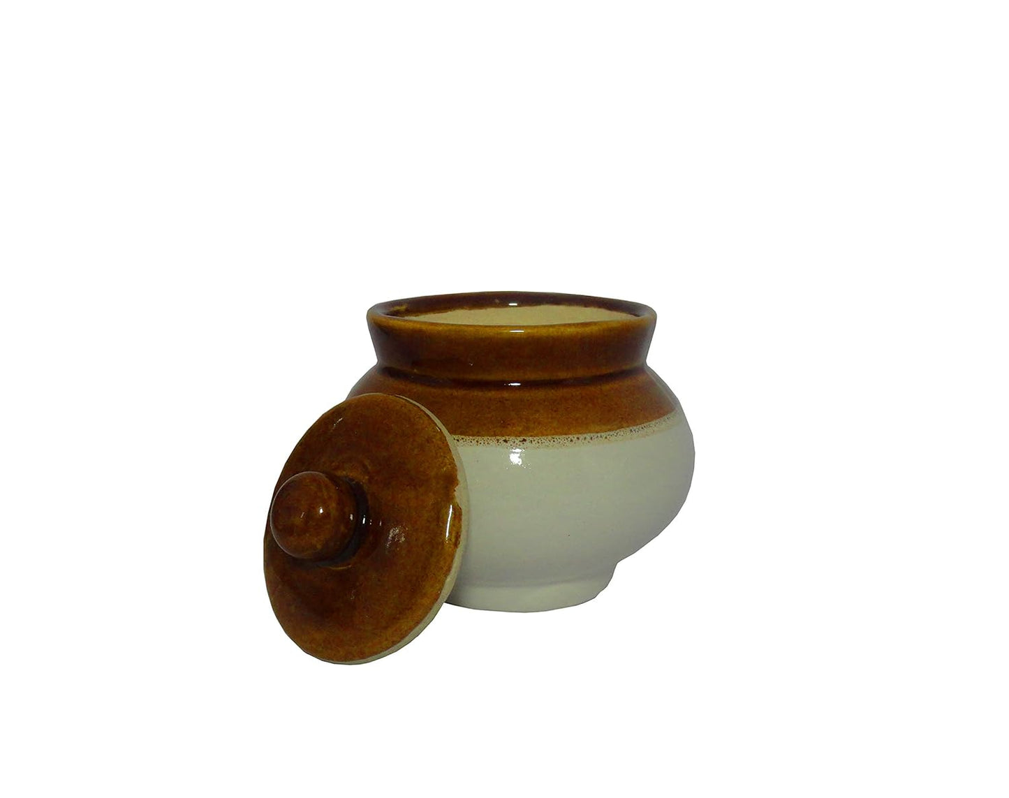 Caffeine Ceramic Stonewear Handmade mustard Martban Barni/Pickle Jar (Set of 1) - Caffeine Premium Stoneware