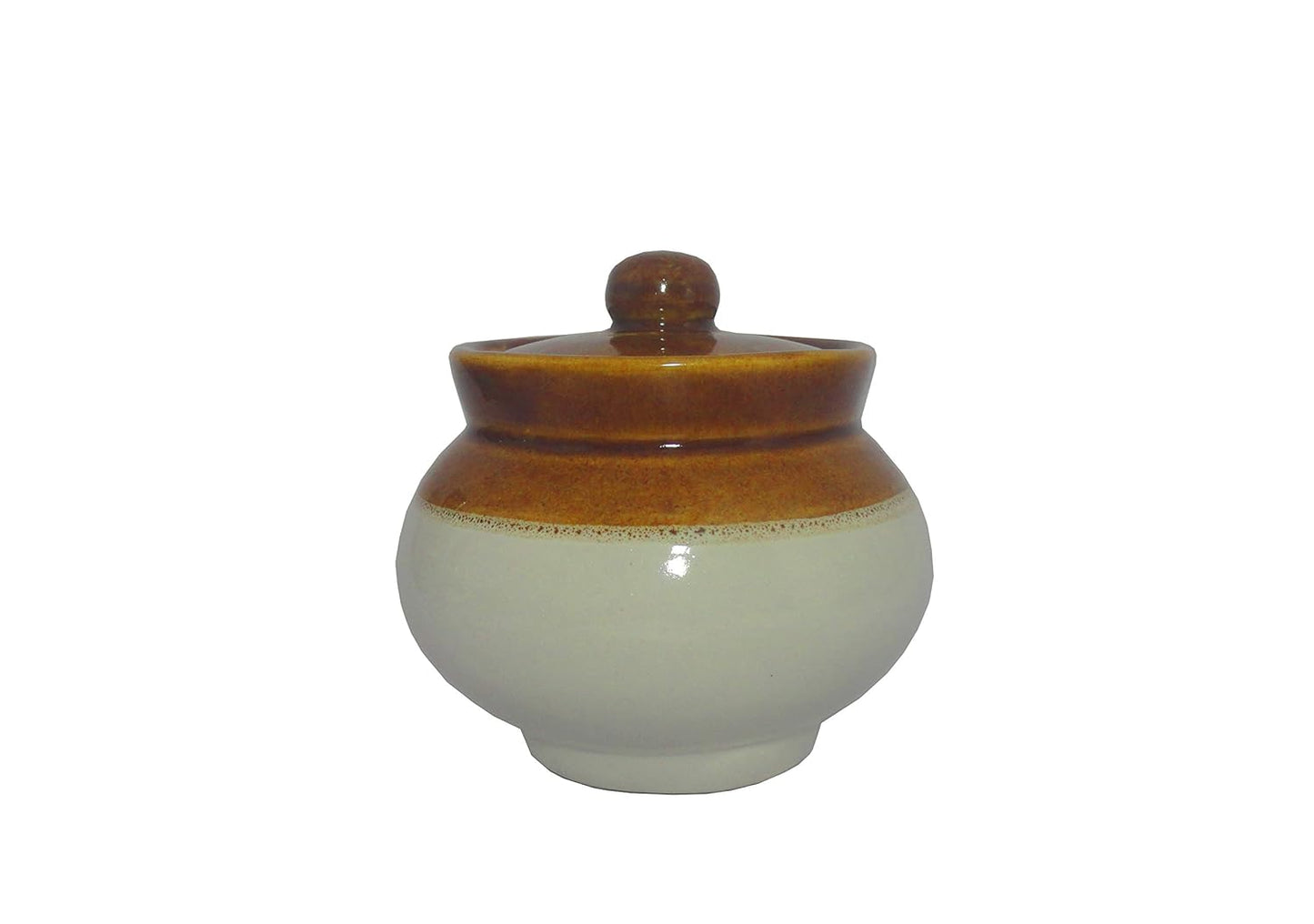 Caffeine Ceramic Stonewear Handmade mustard Martban Barni/Pickle Jar (Set of 1) - Caffeine Premium Stoneware