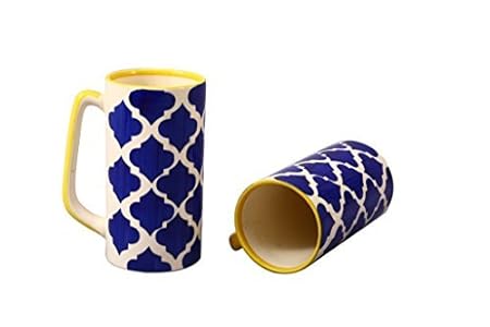 Caffeine Handmade Ceramic Blue umrao Milk Mug (Set of 2) - Caffeine Premium Ceramic