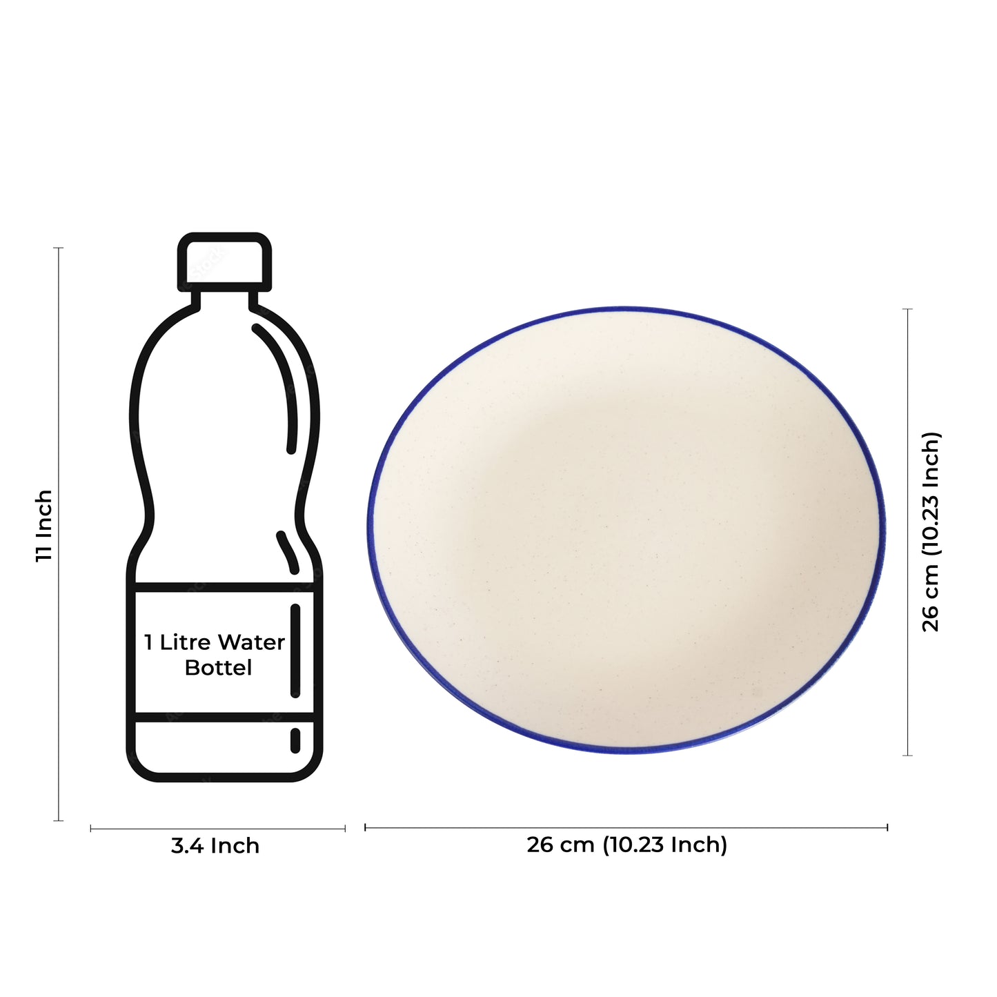 Caffeine Ceramic Handmade White Marble & Blue Patti Dinner Plates set of 4 - Caffeine Premium Stoneware