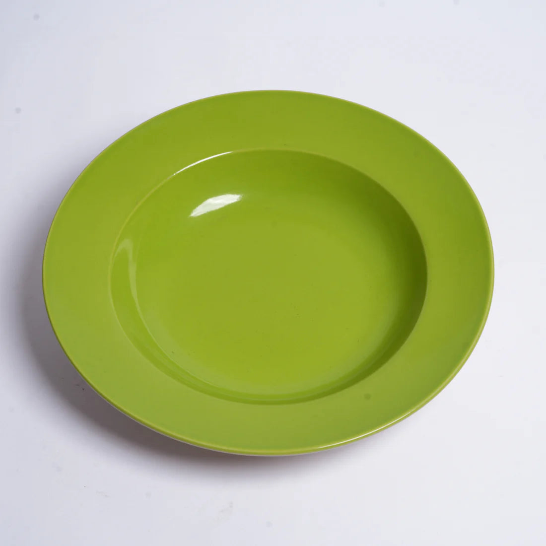 Caffeine Ceramic Handmade Stoneware Parrot Green 9" Soup Plate set of 6