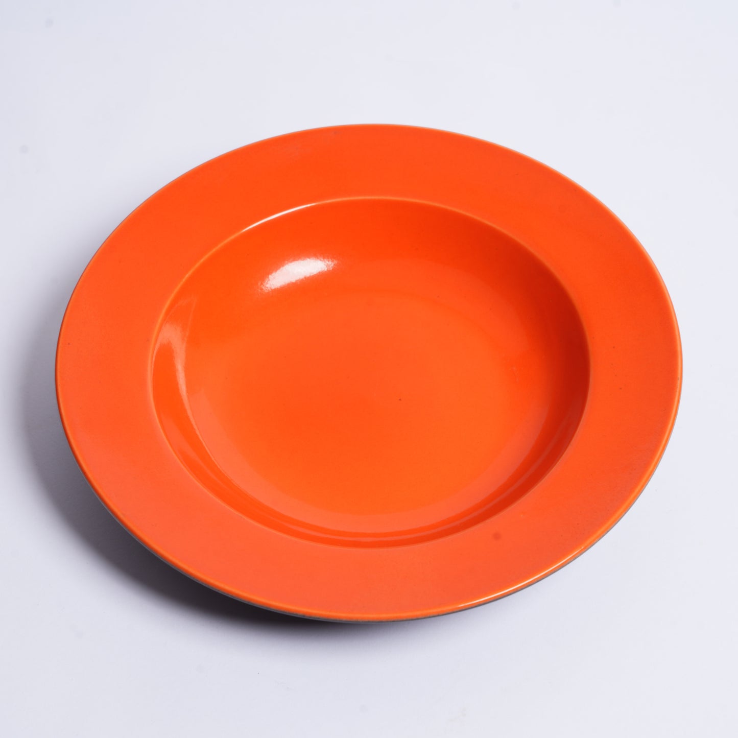 Caffeine Ceramic Handmade Stoneware Plain Orange Soup Plate/Pasta Plate/Maggie Plate/Macaroni Plate 9" (Set of 2) Dishwasher & Microwave Safe - Caffeine Premium Stoneware